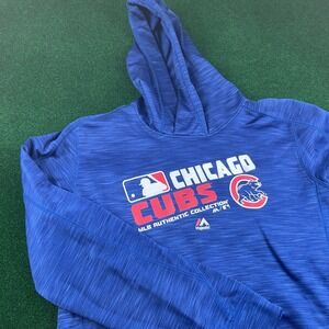 Chicago Cubs MLB Majestic Blue Hoodie Pullover Long Sleeve Adult XL Baseball